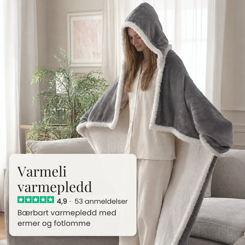 Varmeli varmepledd med ermer og fotlomme